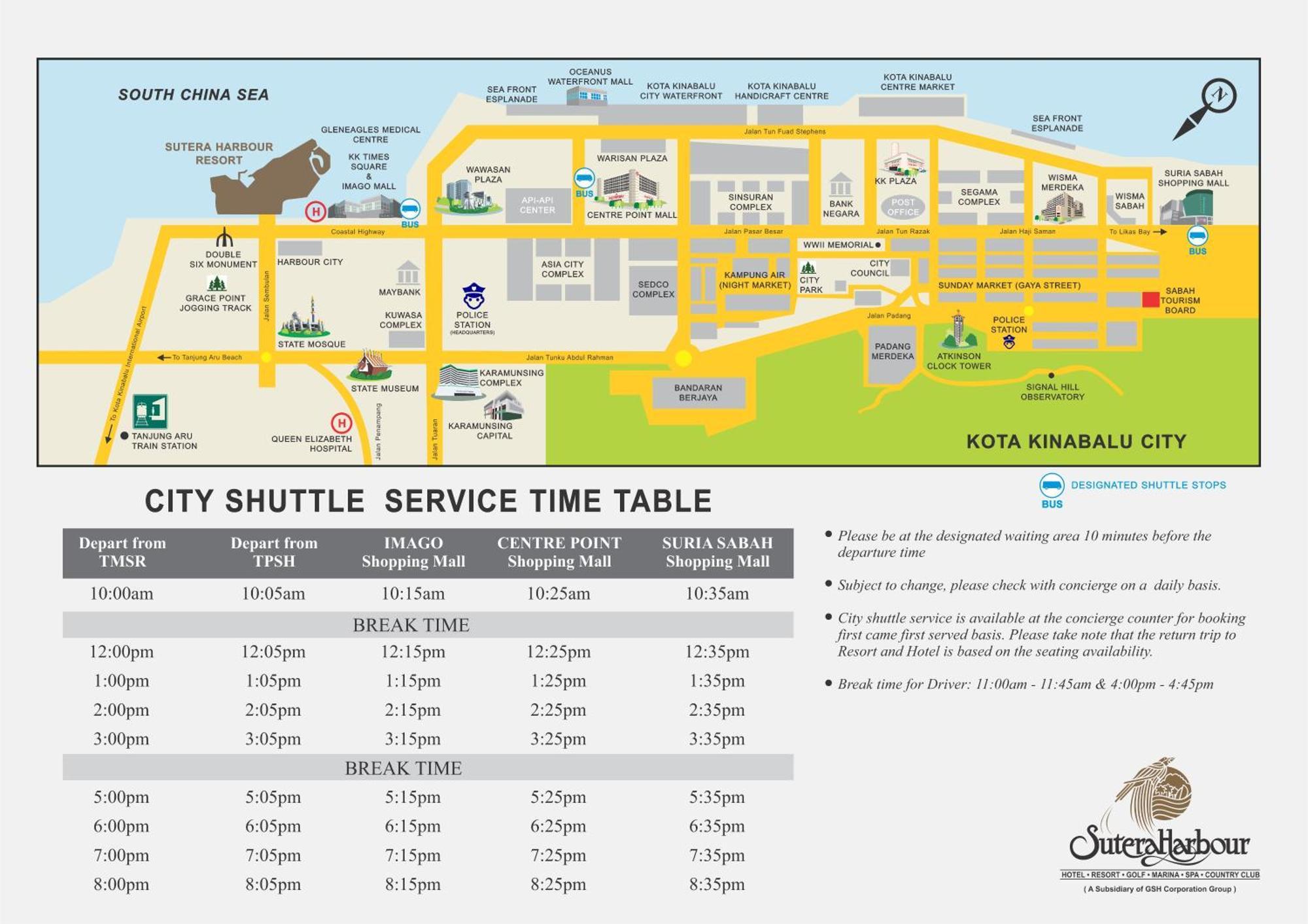 Готель The Pacific Sutera Кота-Кінабалу Екстер'єр фото City Shuttle Service Timetable